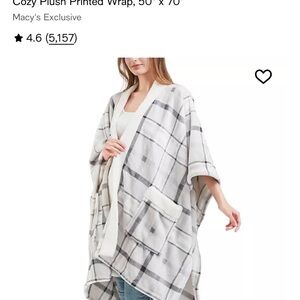 Plaid Plush Wrap with Pockets